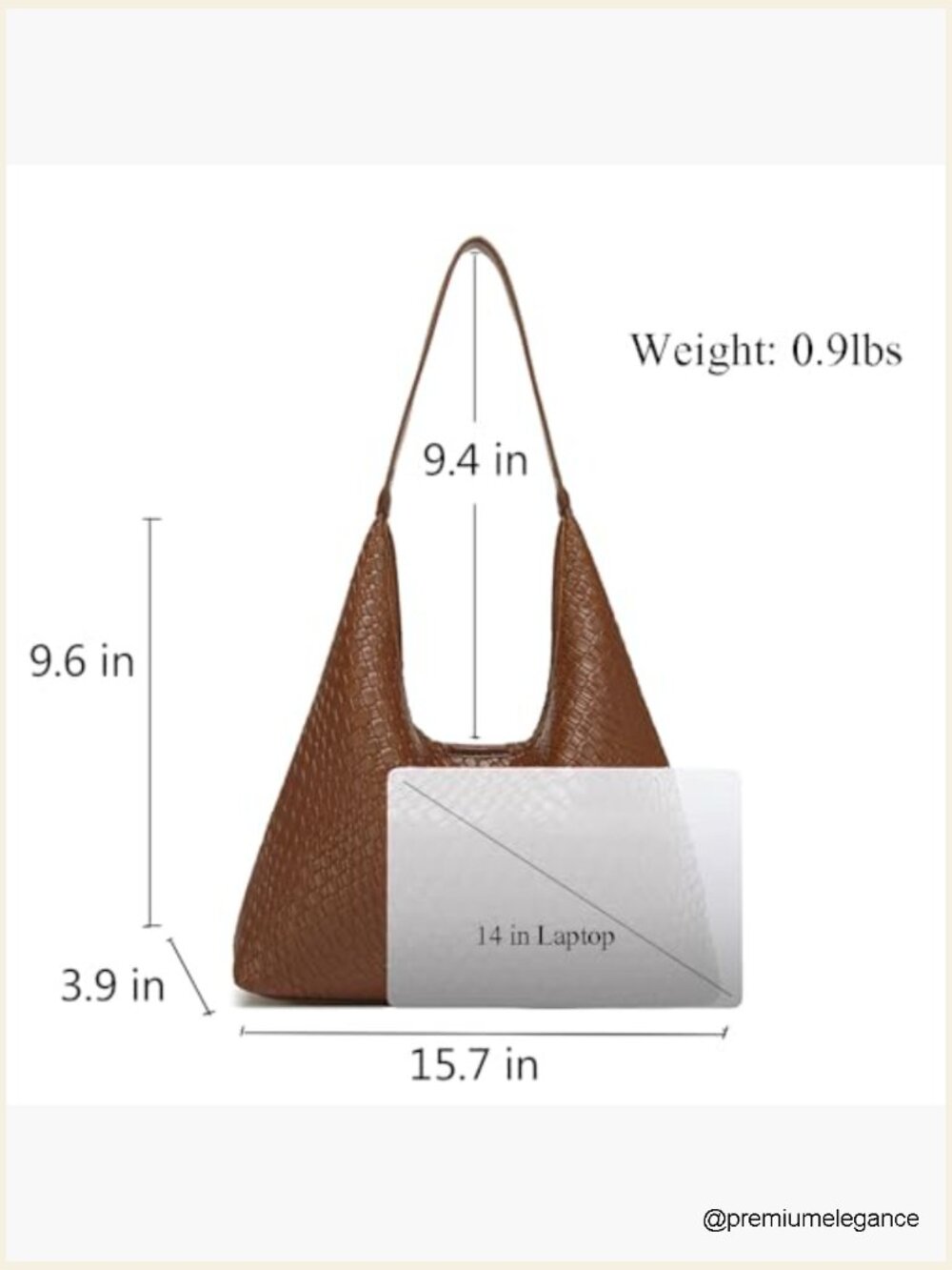 Women's Woven Hobo Tote, Large Capacity Faux Leather Shoulder Bag - Picture 4 of 7